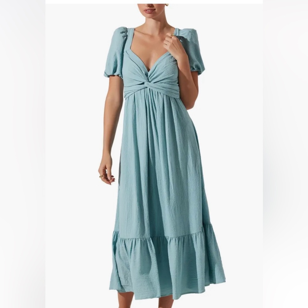 Astr The Label | Tie-Back Puff Sleeve Midi Dress Size 2